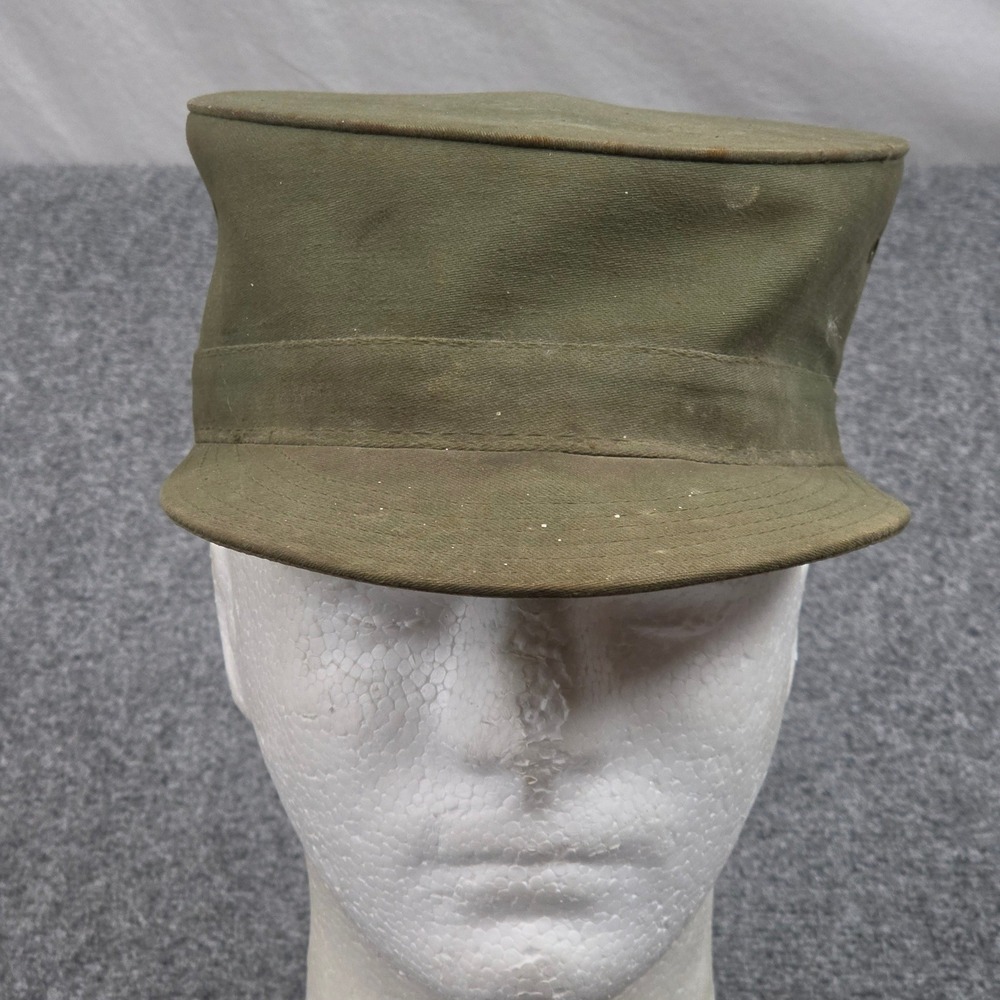 Vintage 60s US Military Field Cap Green Hat Warm Weather Olive Drab Army 7 1/8